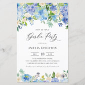 ウォーターカラーブルーアジダージアガーデンパーティの招待状 (正面)