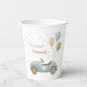 ウォーターカラーブルーカー誕生日 | ボーイズパーティー 紙コップ (裏面)