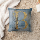 ウォーターカラーブルーグレー金ゴールドBモノグラム装飾用クッション クッション (ブランケット)