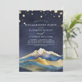 ウォーターカラーブルーゴールデンマウンテンズ婚約パーティ 招待状 (スタンド正面)