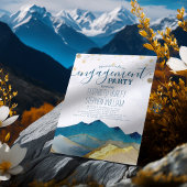 ウォーターカラーブルーゴールデンマウンテンズ婚約パーティ 招待状