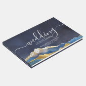 ウォーターカラーブルーゴールデンマウンテン結婚ズゲストブック ゲストブック (コーナー)