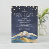 ウォーターカラーブルーゴールドフォイルズマウンテンズブライダルシャワー 招待状 (スタンド正面)