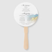 ウォーターカラーブルーゴールドフォイルマウンテン結婚式 プログラム ハンドファン (裏面)