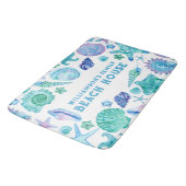 ウォーターカラーブルーシェルアンドスターフィッシュビーチハウス バスマット (アングル)