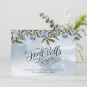 ウォーターカラーブルージンルベルズスノーフレークスホリデー シーズンカード (スタンド正面)