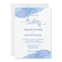ウォーターカラーブルーティール（緑がかった色）アクア結婚式招待状