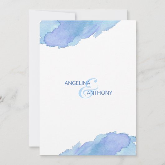 ウォーターカラーブルーティール（緑がかった色）アクア結婚式招待状 招待状 (裏面)