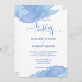 ウォーターカラーブルーティール(緑がかった色)アクア結婚式招待状 招待状 (正面/裏面)