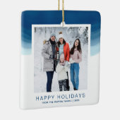 ウォーターカラーブルーハッグラデーションプホリデイ セラミックオーナメント (右)