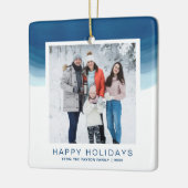 ウォーターカラーブルーハッグラデーションプホリデイ セラミックオーナメント (左)