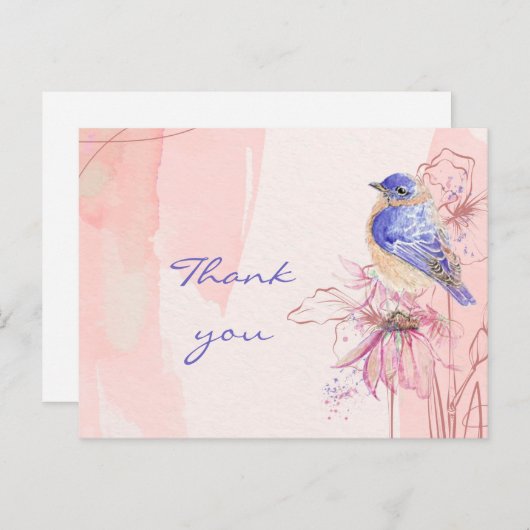ウォーターカラーブルーバード・バード・ガーデンに感謝 ポストカード (正面/裏面)