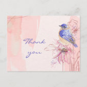 ウォーターカラーブルーバード・バード・ガーデンに感謝 ポストカード (正面)