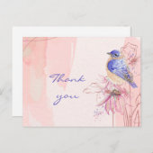 ウォーターカラーブルーバード・鳥の庭に感謝 ポストカード (正面/裏面)