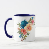 ウォーターカラーブルーピーチバラママ マグカップ (左)