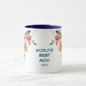 ウォーターカラーブルーピーチバラママ マグカップ (中央)