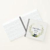 ウォーターカラーブルーフラワーズドンズオーク葉ズゲスト ノートブック (内部)