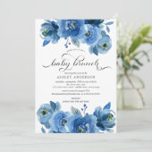 ウォーターカラーブルーフローラベビーブランチ 招待状 (スタンド正面)