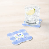 ウォーターカラーブルーヘンチェックボンペティットランチョンマット ペーパーコースター (インサイチュ)