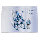 ウォーターカラーブルーベビーベア抱き枕 ラージペーパーバッグ (正面)