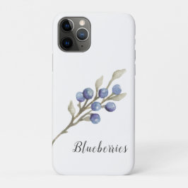 ウォーターカラーブルーベリーの植物画 iPhone 11 PROケース