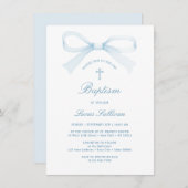 ウォーターカラーブルーボウバプテスマ招待状 招待状 (正面/裏面)