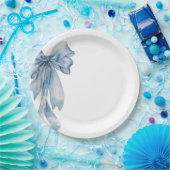 ウォーターカラーブルーボウ紙プレート ペーパープレート (パーティー)