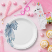 ウォーターカラーブルーボウ紙プレート ペーパープレート (パーティー)