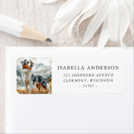 ウォーターカラーブルーメルレオーストラリアシェパード ラベル