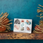 ウォーターカラーブルーモノグラムフォトコラージュボーイ誕生 フォトプラーク (側面)