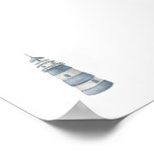 ウォーターカラーブルーライトハウスプリント ポスター (角)