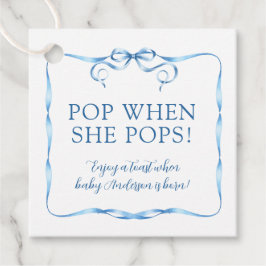 ウォーターカラーブルーリボン Pop When She Pops フェイバータグ