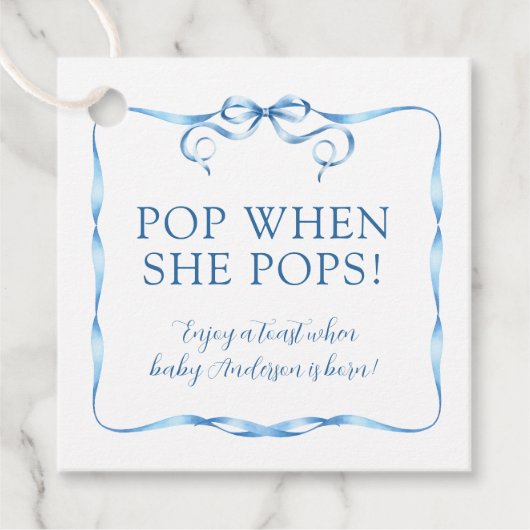 ウォーターカラーブルーリボン Pop When She Pops フェイバータグ (正面)