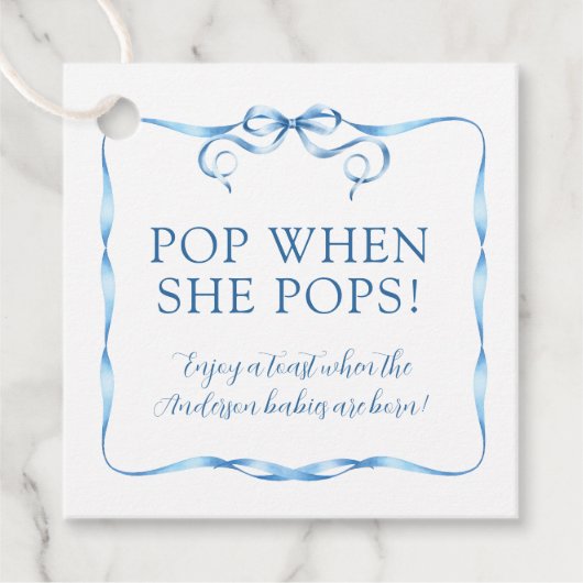 ウォーターカラーブルーリボン Pop When She Pops フェイバータグ (正面)