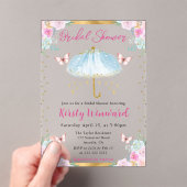 ウォーターカラーブルー春アンブレラブライダルシャワー アクリル招待状 (インサイチュ (ポータブル))