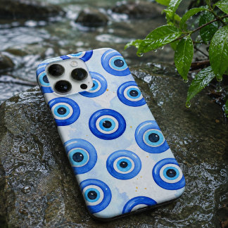 ウォーターカラーブルー邪眼フォンケース iPhone 16 PRO MAXケース