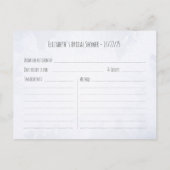 ウォーターカラーブルー金ゴールドマウンテンブライダルシャワーレシピ インビテーションポストカード (裏面)