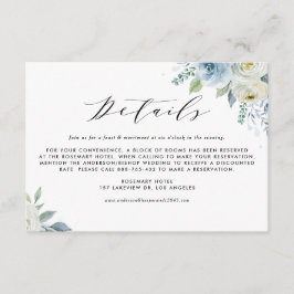 ウォーターカラーブルー&ホワイトフラワーの結婚式詳細 エンクロージャーカード