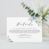 ウォーターカラーブルー&ホワイトフラワーの結婚式詳細 エンクロージャーカード (スタンド正面)