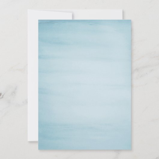 ウォーターカラーブルー&金ゴールドリハーサルディナー招待状 招待状 (裏面)