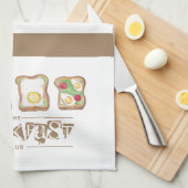 ウォーターカラーブレックファーストのロゴレストラン キッチンタオル (四つ折り)