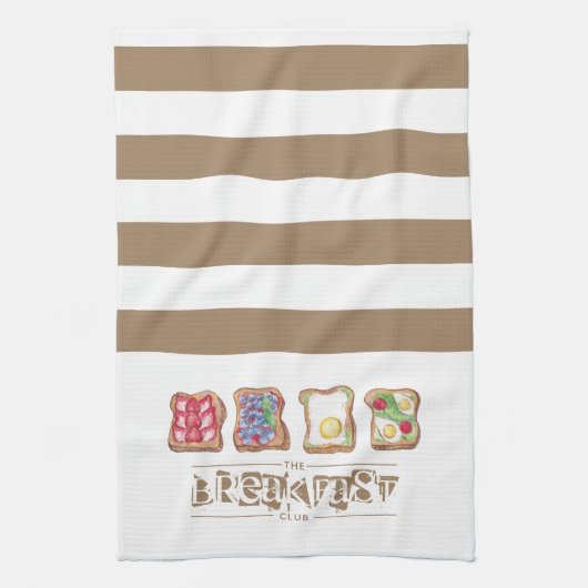 ウォーターカラーブレックファーストのロゴレストラン キッチンタオル (縦)