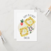 ウォーターカラーブレックファーストワフルズフルーツプレート誕生日 カード (正面/裏面インサイチュ)