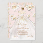 ウォーターカラーブロンドブライドマグノリアブライダルシャワーインヴ 招待状 (正面/裏面)
