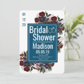 ウォーターカラーブーケボタニーブルーブライダルシャワー 招待状 (スタンド正面)