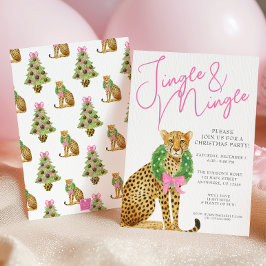 ウォーターカラープレッピーハイランド猫クリスマスパーティー 招待状
