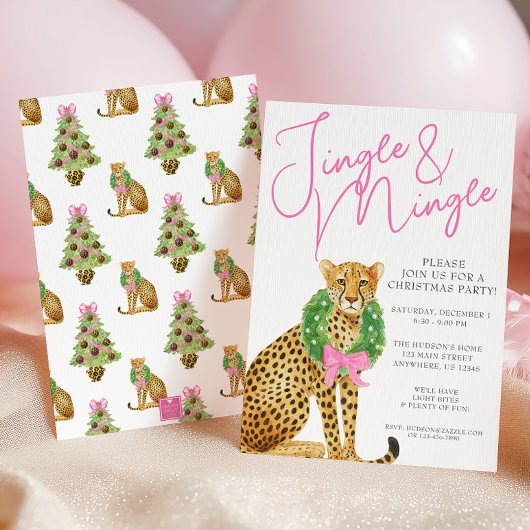 ウォーターカラープレッピーハイランド猫クリスマスパーティー 招待状