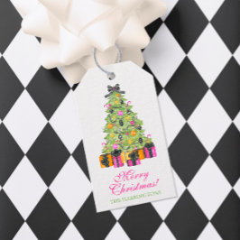 ウォーターカラープレッピーブライトでゴージャスなクリスマスパーティー ギフトタグ