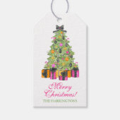 ウォーターカラープレッピーブライトでゴージャスなクリスマスパーティー ギフトタグ (正面)