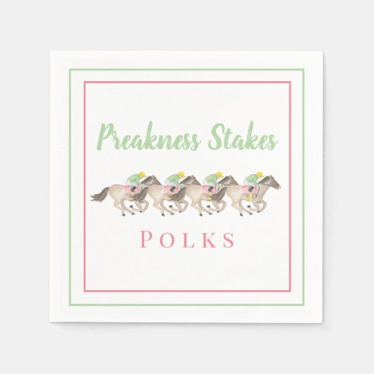 ウォーターカラープレークネスステークスパーティー競馬 スタンダードカクテルナプキン (正面)
